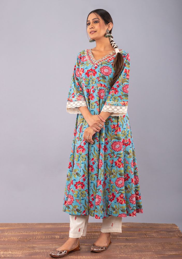 Anarkali printed kurta hotsell